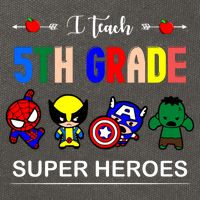 I Teach 5th Grade Superheroes Cotton Canvas Backpack