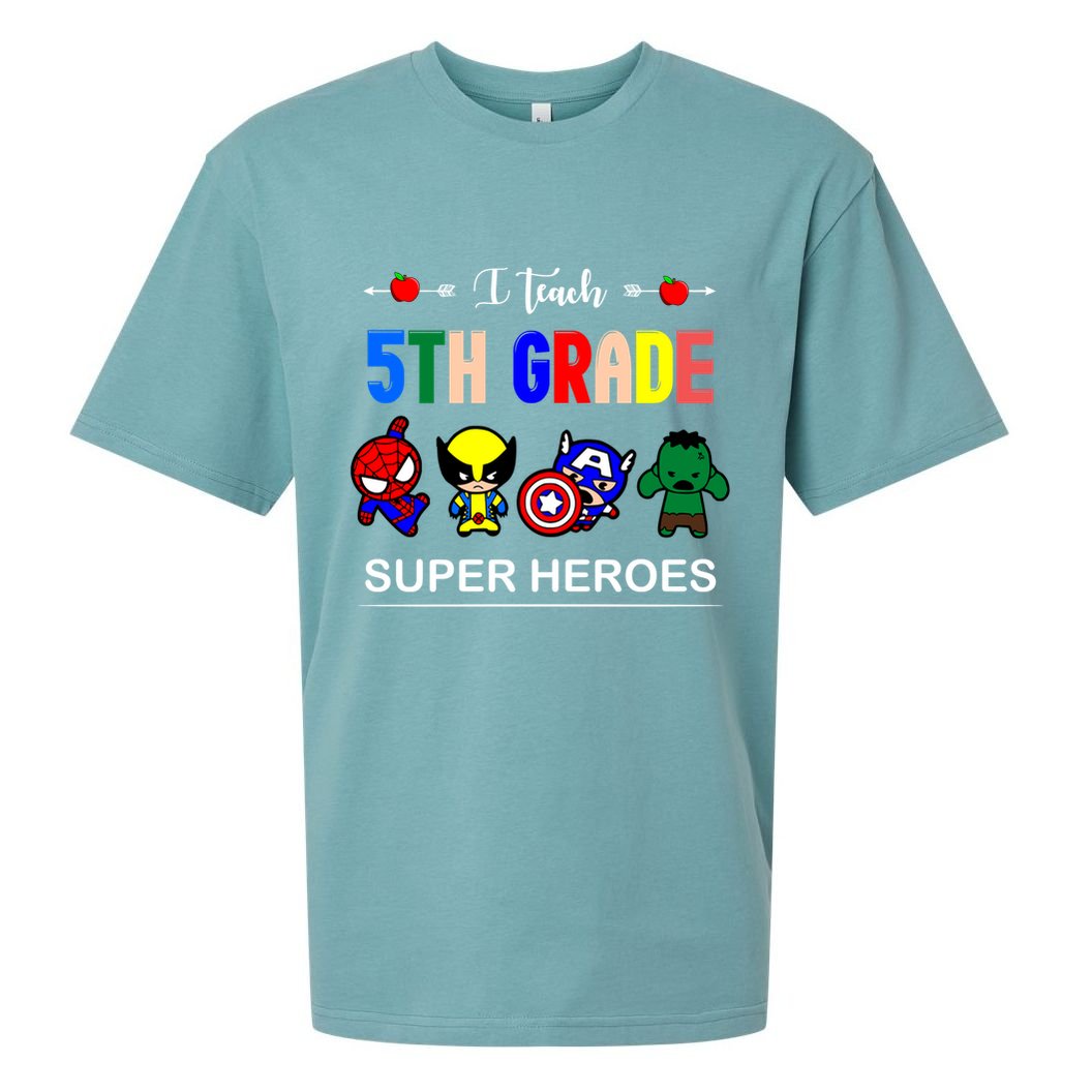 I Teach 5th Grade Superheroes Sueded Cloud Jersey T-Shirt