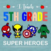 I Teach 5th Grade Superheroes Sueded Cloud Jersey T-Shirt