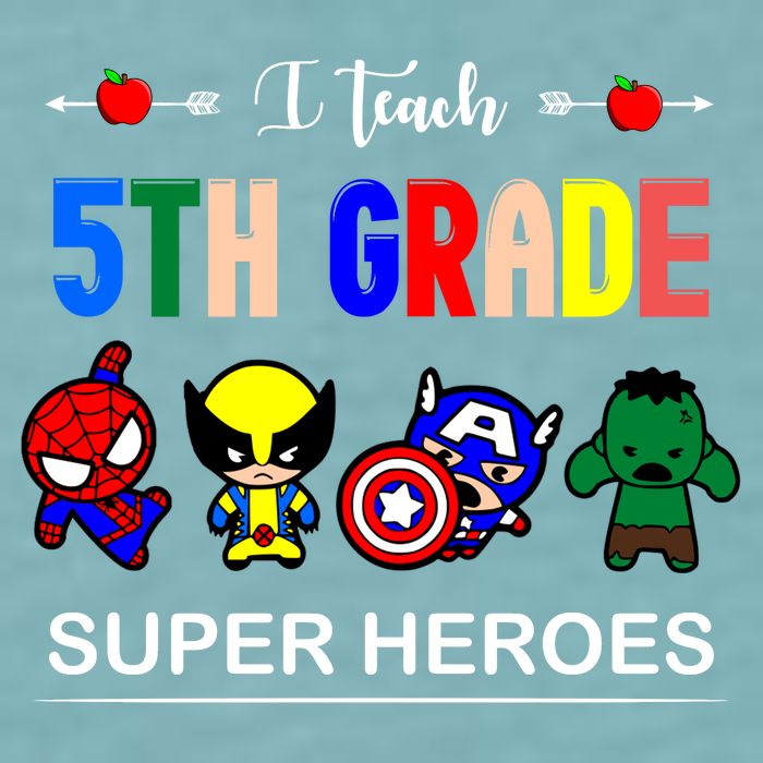 I Teach 5th Grade Superheroes Sueded Cloud Jersey T-Shirt