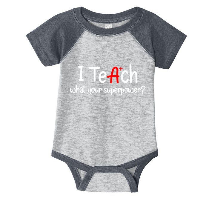 I Teach A+ Students What your Superpower? Infant Baby Jersey Bodysuit