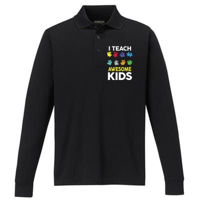 I Teach Awesome Kids Performance Long Sleeve Polo