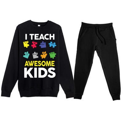 I Teach Awesome Kids Premium Crewneck Sweatsuit Set