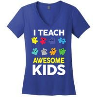 I Teach Awesome Kids Women's V-Neck T-Shirt