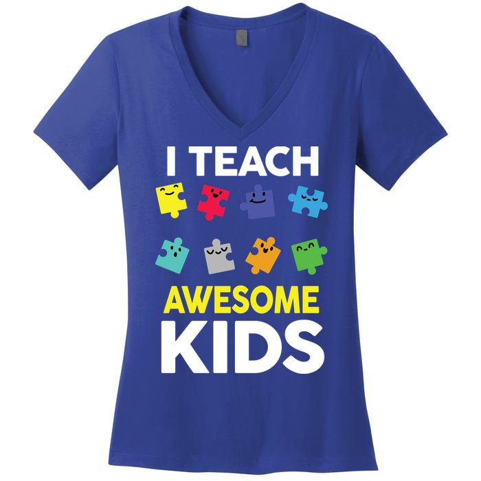 I Teach Awesome Kids Women's V-Neck T-Shirt