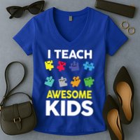 I Teach Awesome Kids Women's V-Neck T-Shirt