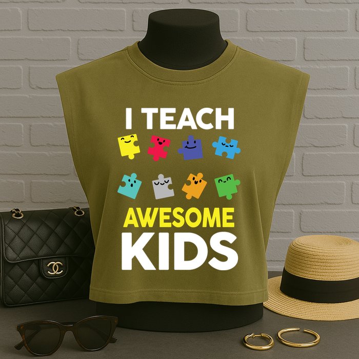 I Teach Awesome Kids Garment-Dyed Women's Muscle Tee