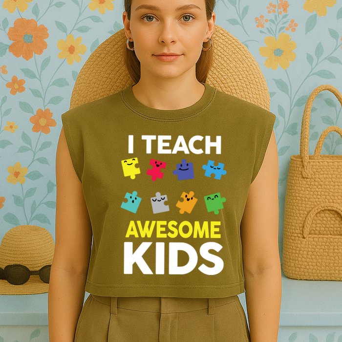 I Teach Awesome Kids Garment-Dyed Women's Muscle Tee