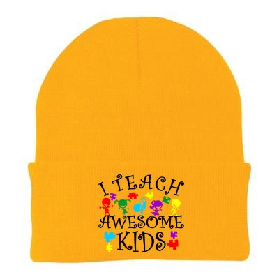 I Teach Awesome Kids Autism Awareness Teacher Knit Cap Winter Beanie