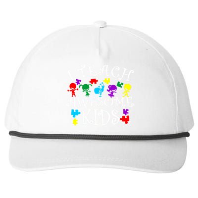 I Teach Awesome Kids Autism Awareness Teacher Snapback Five-Panel Rope Hat