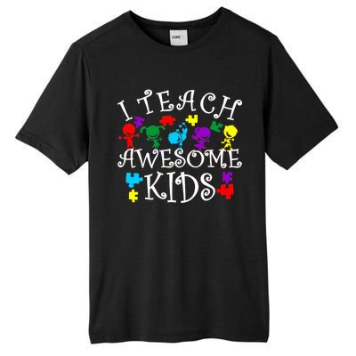 I Teach Awesome Kids Autism Awareness Teacher Tall Fusion ChromaSoft Performance T-Shirt