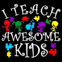 I Teach Awesome Kids Autism Awareness Teacher Drawstring Bag
