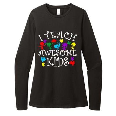 I Teach Awesome Kids Autism Awareness Teacher Womens CVC Long Sleeve Shirt