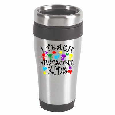 I Teach Awesome Kids Autism Awareness Teacher 16oz Travel Tumbler