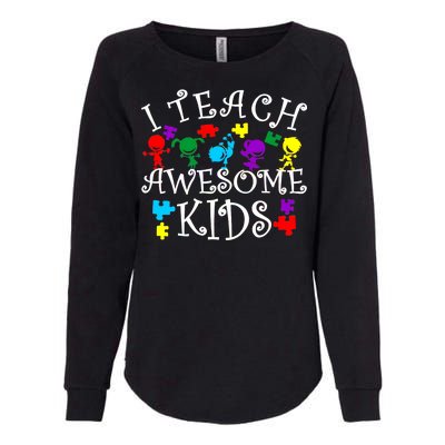 I Teach Awesome Kids Autism Awareness Teacher Womens California Wash Sweatshirt