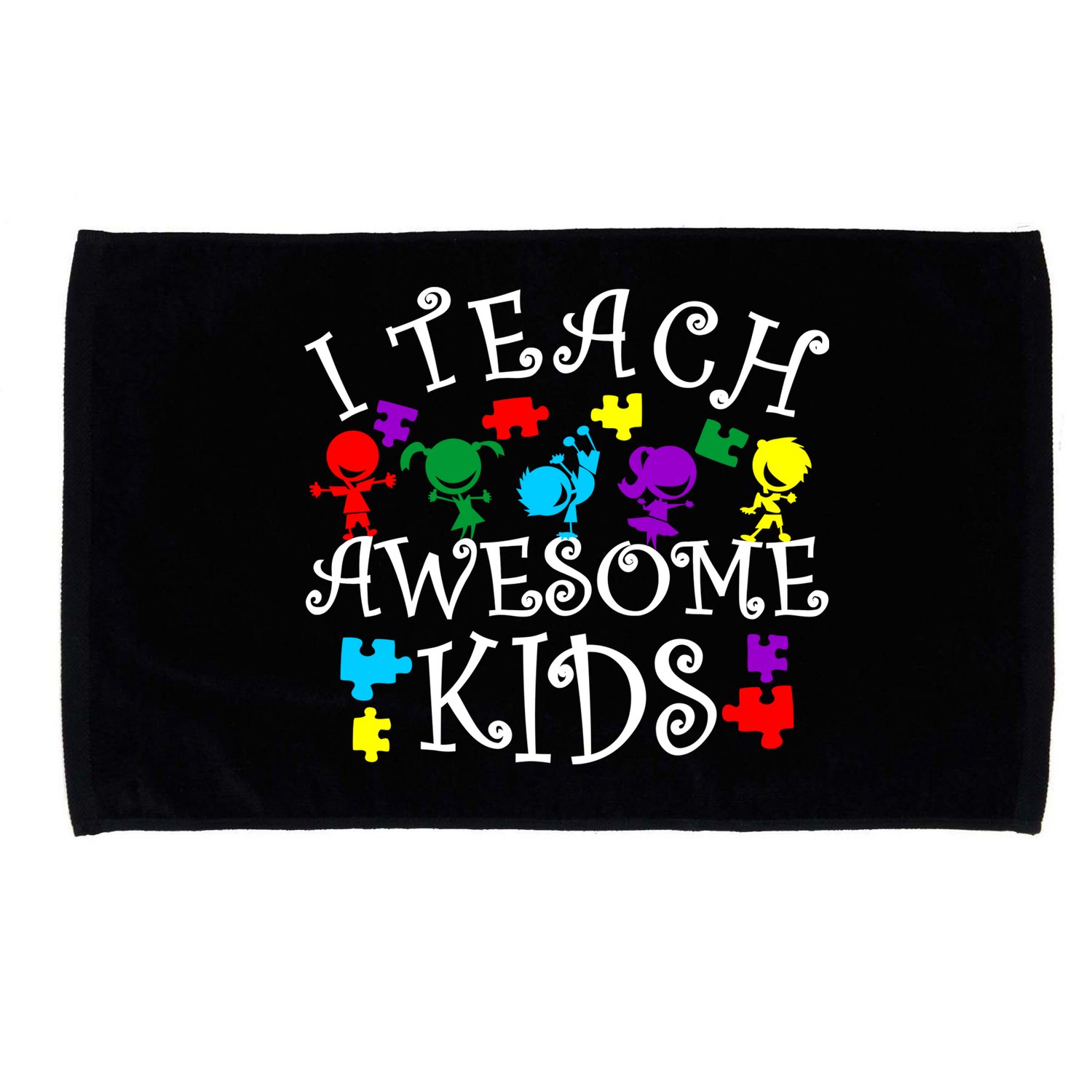 I Teach Awesome Kids Autism Awareness Teacher Microfiber Hand Towel