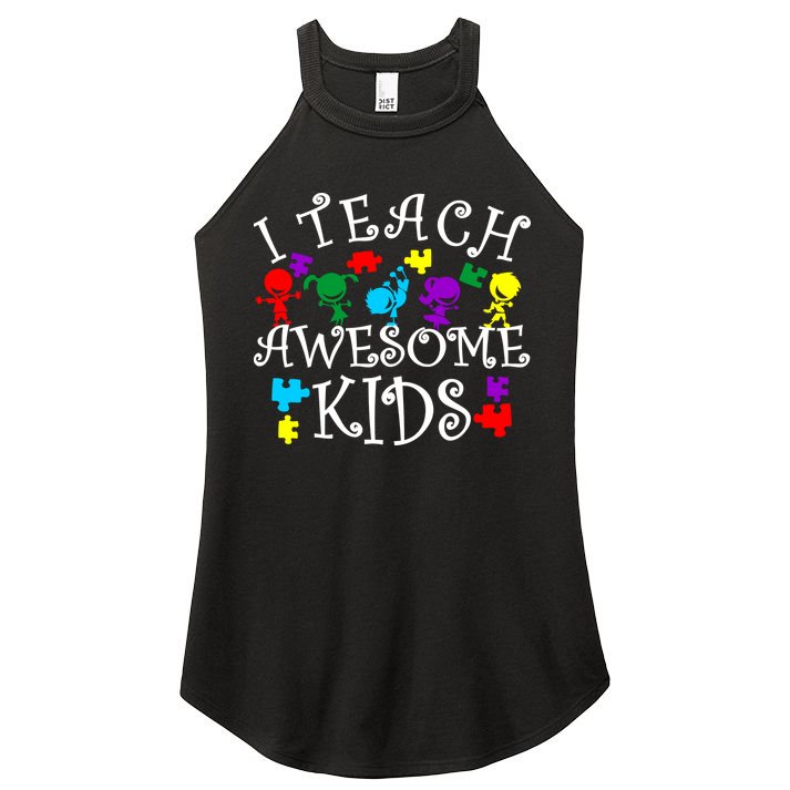 I Teach Awesome Kids Autism Awareness Teacher Women's Perfect Tri Rocker Tank