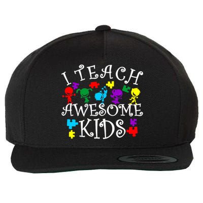 I Teach Awesome Kids Autism Awareness Teacher Wool Snapback Cap