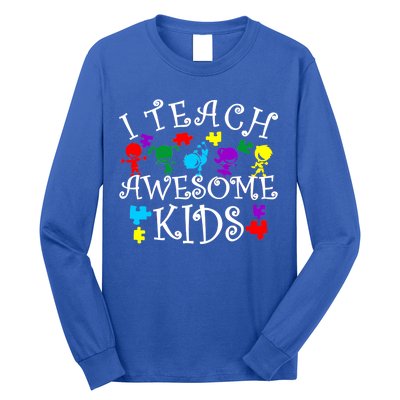 I Teach Awesome Kids Autism Awareness Teacher Long Sleeve Shirt