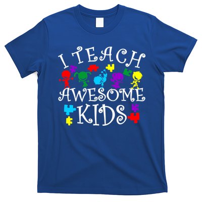 I Teach Awesome Kids Autism Awareness Teacher T-Shirt