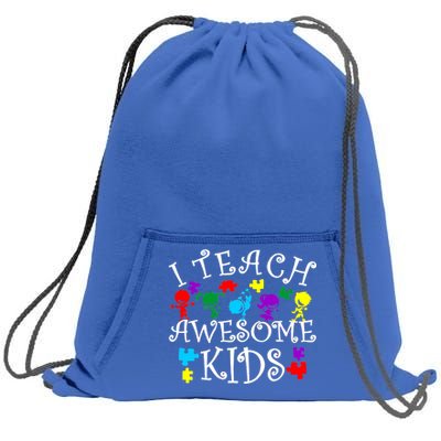 I Teach Awesome Kids Autism Awareness Teacher Sweatshirt Cinch Pack Bag