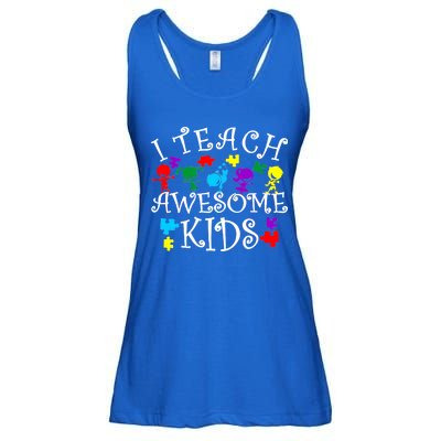 I Teach Awesome Kids Autism Awareness Teacher Ladies Essential Flowy Tank