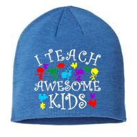 I Teach Awesome Kids Autism Awareness Teacher Sustainable Beanie