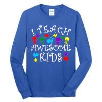 I Teach Awesome Kids Autism Awareness Teacher Tall Long Sleeve T-Shirt