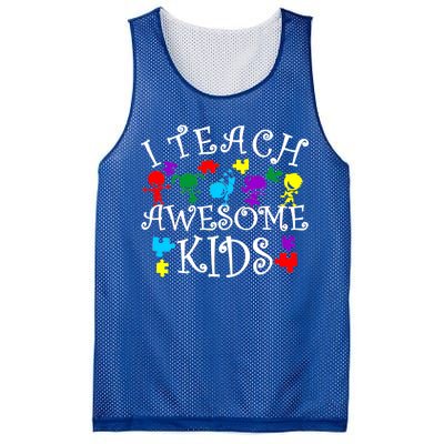 I Teach Awesome Kids Autism Awareness Teacher Mesh Reversible Basketball Jersey Tank