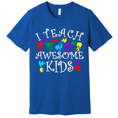 I Teach Awesome Kids Autism Awareness Teacher Premium T-Shirt