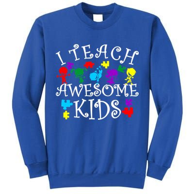 I Teach Awesome Kids Autism Awareness Teacher Tall Sweatshirt