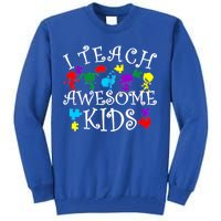 I Teach Awesome Kids Autism Awareness Teacher Tall Sweatshirt