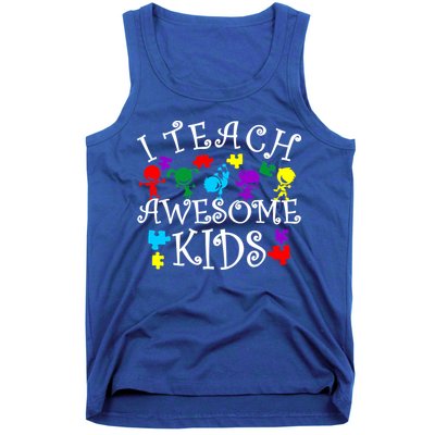 I Teach Awesome Kids Autism Awareness Teacher Tank Top