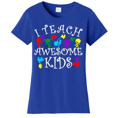 I Teach Awesome Kids Autism Awareness Teacher Women's T-Shirt