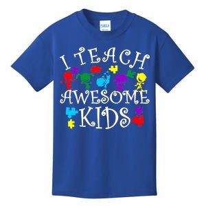 I Teach Awesome Kids Autism Awareness Teacher Kids T-Shirt