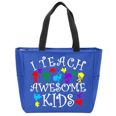 I Teach Awesome Kids Autism Awareness Teacher Zip Tote Bag