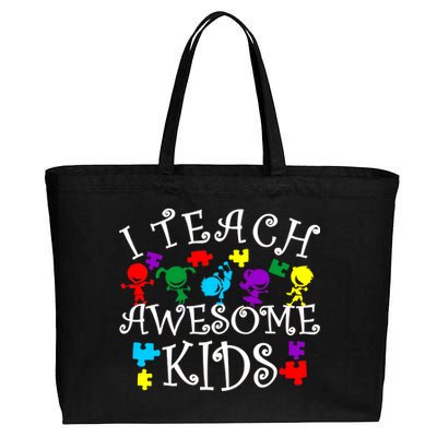 I Teach Awesome Kids Autism Awareness Teacher Cotton Canvas Jumbo Tote