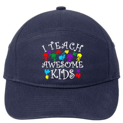 I Teach Awesome Kids Autism Awareness Teacher 7-Panel Snapback Hat