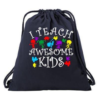 I Teach Awesome Kids Autism Awareness Teacher Drawstring Bag