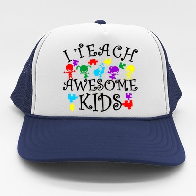 I Teach Awesome Kids Autism Awareness Teacher Trucker Hat