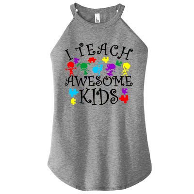 I Teach Awesome Kids Autism Awareness Teacher Women's Perfect Tri Rocker Tank