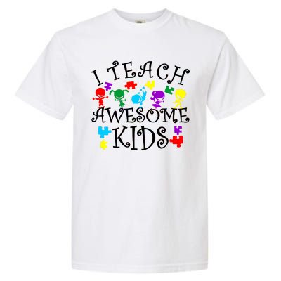 I Teach Awesome Kids Autism Awareness Teacher Garment-Dyed Heavyweight T-Shirt