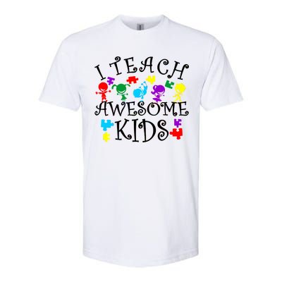 I Teach Awesome Kids Autism Awareness Teacher Softstyle CVC T-Shirt