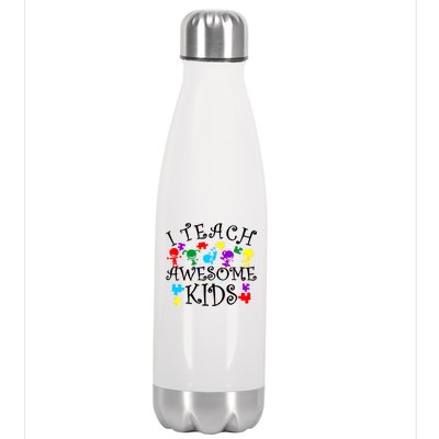 I Teach Awesome Kids Autism Awareness Teacher Stainless Steel Insulated Water Bottle