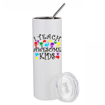 I Teach Awesome Kids Autism Awareness Teacher Stainless Steel Tumbler