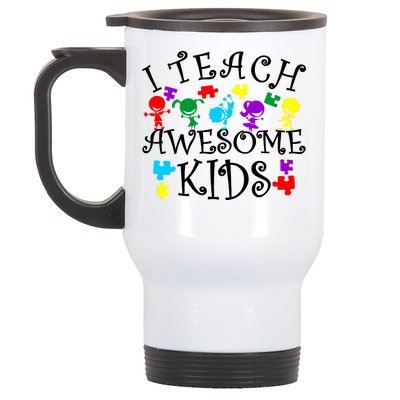 I Teach Awesome Kids Autism Awareness Teacher Stainless Steel Travel Mug