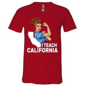 I Teach California State Union Teacher Strike V-Neck T-Shirt