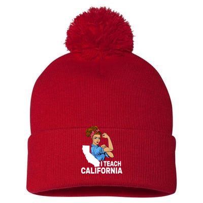 I Teach California State Union Teacher Strike Pom Pom 12in Knit Beanie