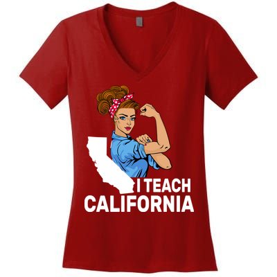 I Teach California State Union Teacher Strike Women's V-Neck T-Shirt