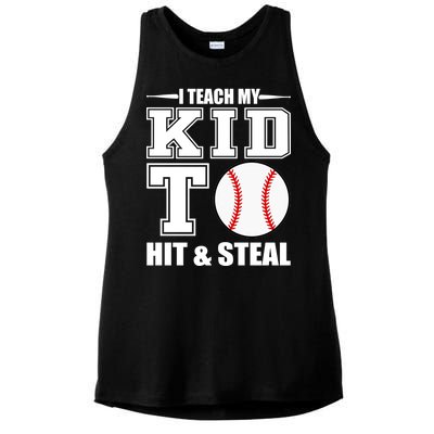 I Teach My Kid To Hit & Steal Baseball Ladies PosiCharge Tri-Blend Wicking Tank